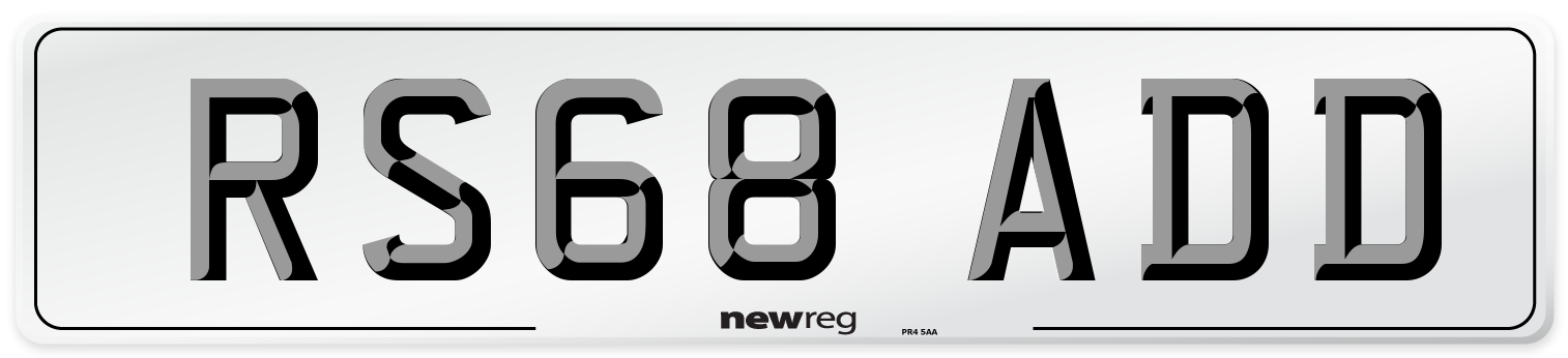 RS68 ADD Number Plate from New Reg